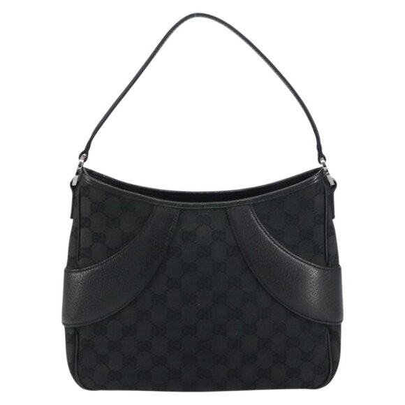 GUCCI GG Canvas Shoulder Bag Black Silver Auth - Picture 3 of 16